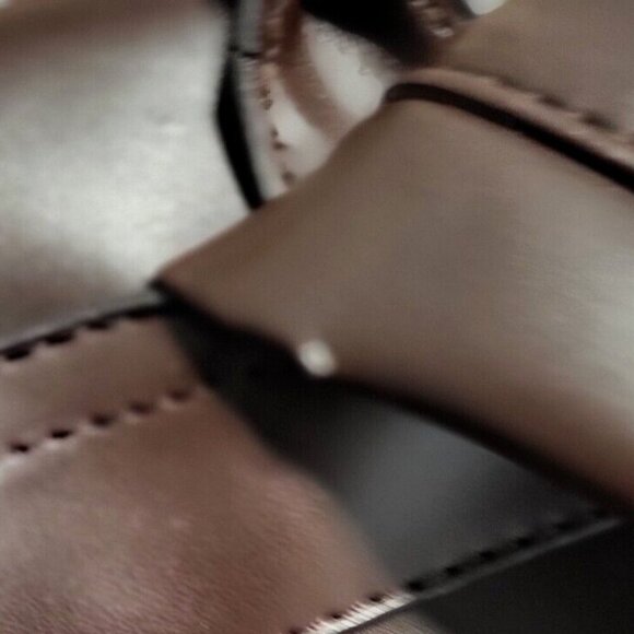 Adrienne Vittadini Women's Backpack Brown and Tan Stripped Faux Leather - Picture 11 of 11